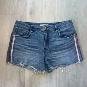 Stylish Blue Denim Shorts with Pink Accents